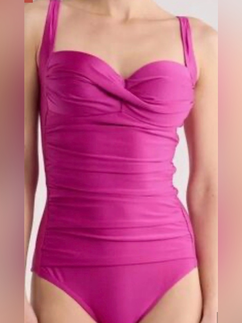NWT Betsey Johnson Pink Ruched One-Piece Bandeau Swimsuit Women’s Size M $128